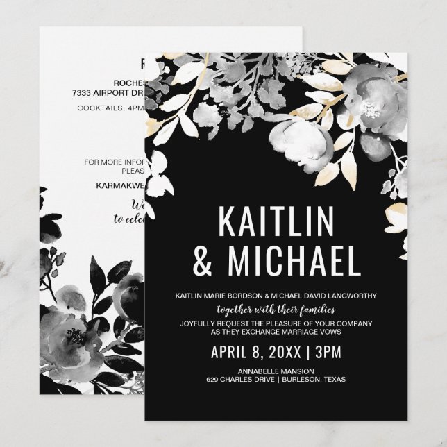 Einladung zum Hochzeitsfeiern mit Blumenbezug (Sch (Vorne/Hinten)