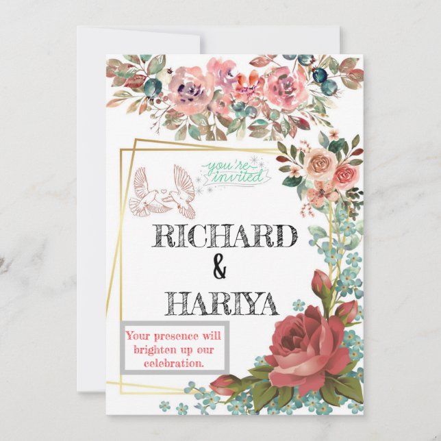 Einladung zum Hochzeitsfeiern mit Gold Foil | Form (Vorderseite)