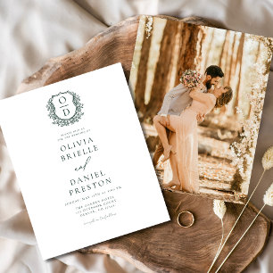 Einladung zum Hochzeitsfeiern mit grünem Wappen Flyer