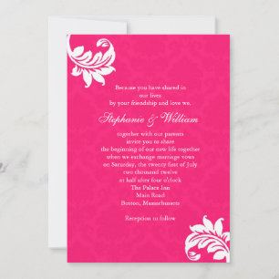 Einladung zum Hochzeitsfeiern mit heiß rosa Damask