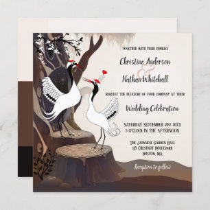 Einladung zum Hochzeitsfeiern mit japanischen Kran