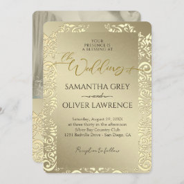 Einladung zum Hochzeitsfeiern mit Monogramm und Fo