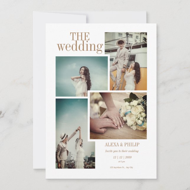 Einladung zum Hochzeitsfeiern mit Vintagem Chic Fo (Vorderseite)