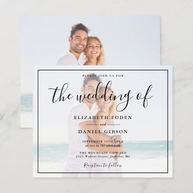 Einladung zum Hochzeitsfeiern mit weißem und schwa (Vorne/Hinten)