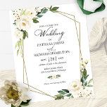 Einladung zum Hochzeitsfeiern mit weißer Blüte<br><div class="desc">Elegante Blumen geometrische erschwingliche Hochzeit 4.5"x5.6" Einladungen. BITTE BEACHTEN SIE: Die Umschläge sind NICHT INKLUSIVE; passende A7 Umschläge sind separat erhältlich.</div>