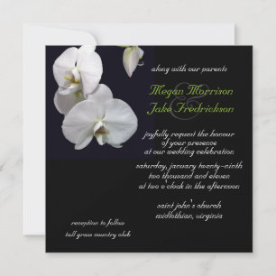 Einladung zum Hochzeitsfeiern mit weißer Orchidee