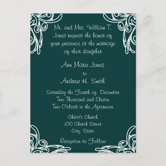 Einladung zum Hochzeitsfeiern mit White Corners Wi (Vorderseite)