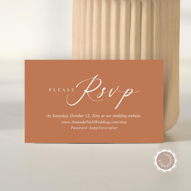 Einladung zum Hochzeitsfeiern Online-UAWG, moderne (Wedding Invitation Online RSVP Enclosed Card, Modern Romantic Script, in Copper Rust Brown)