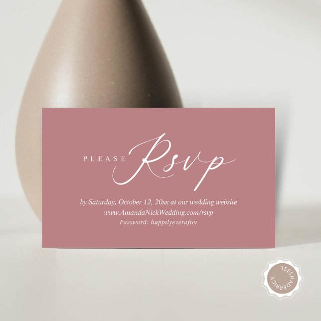 Einladung zum Hochzeitsfeiern Online-UAWG, moderne (Wedding Invitation Online RSVP Enclosed Card, Modern Romantic Script, in Dusty Rose Pink)