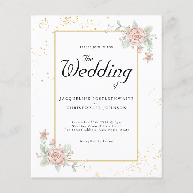 Einladung zum Hochzeitsfeiern Pink Peony Flyer (Vorne)