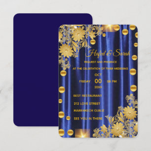 Einladung zum Hochzeitsfeiern Royal Blue and Gold,