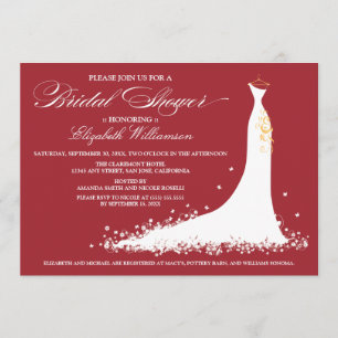 Einladung zum Hochzeitsgown-Brautparty (rot)