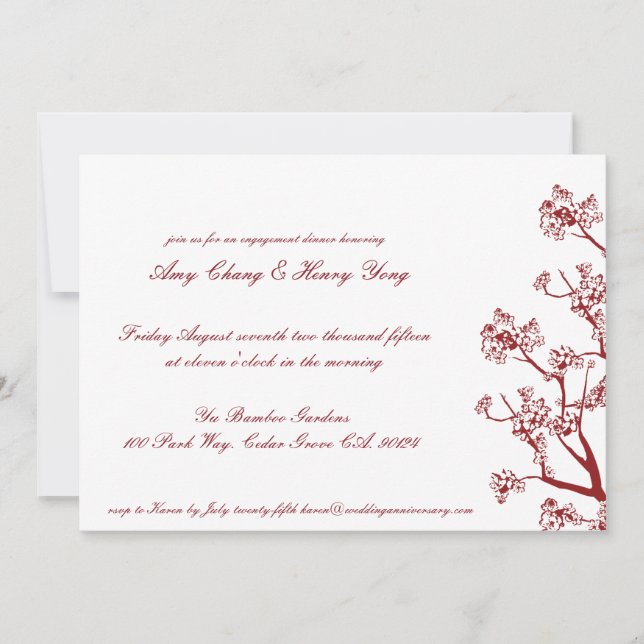 Einladung zum Hochzeitstag von Roten Kirschen (Vorderseite)