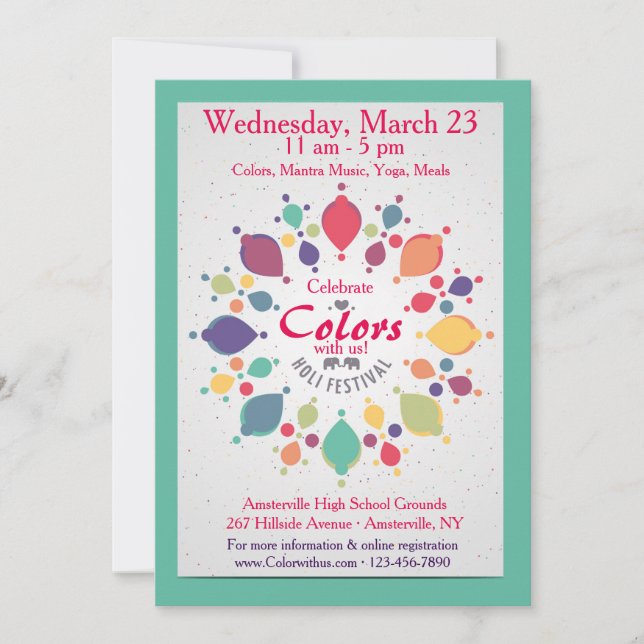 Einladung zum Holi Festival (Vorderseite)