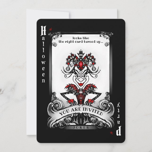 Einladung zum Joker-Card-Halloween-Party (Vorderseite)