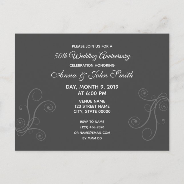 Einladung zum Jubiläum minimal Postkarte (Vorderseite)