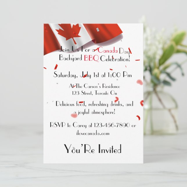 Einladung zum kanadischen Tag GRILLEN (Stehend Vorderseite)