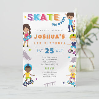 Einladung zum Kinder-Skateboard-Geburtstagsfest im