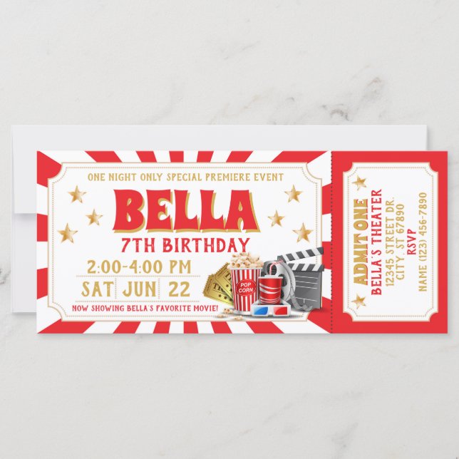 Einladung zum Kino Geburtstag (Vorderseite)