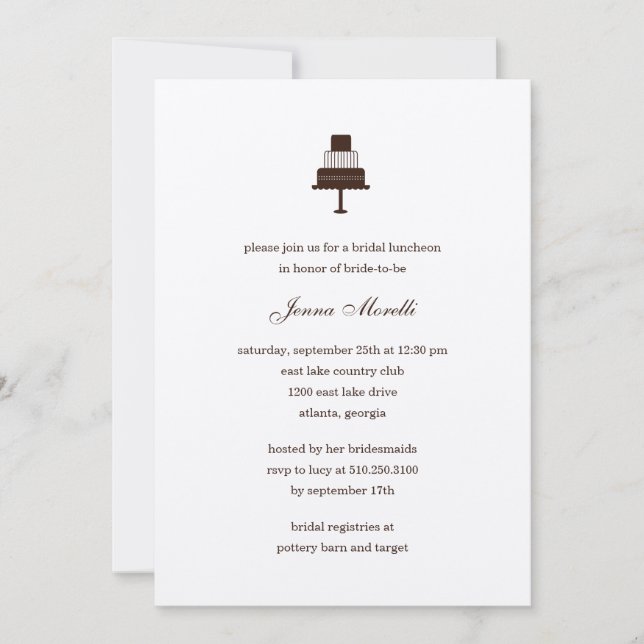 Einladung zum klassischen Tiered Cake Bridal Dusch (Vorderseite)