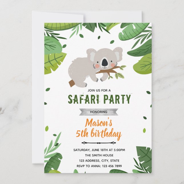 Einladung zum Koala Safari-Zoo (Vorderseite)