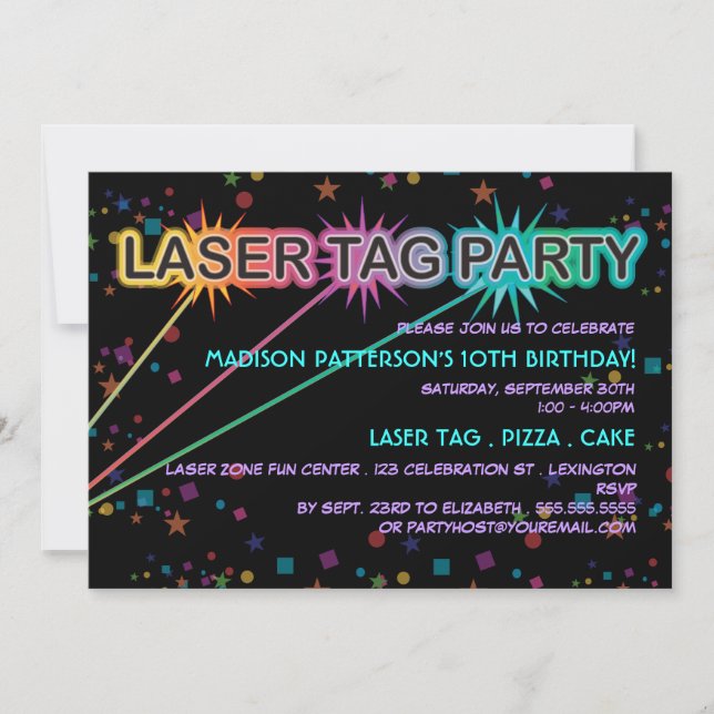 Einladung zum Laser Tag Geburtstag (Vorderseite)