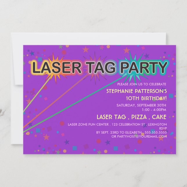 Einladung zum Laser Tag Geburtstag| Mädchen (Vorderseite)