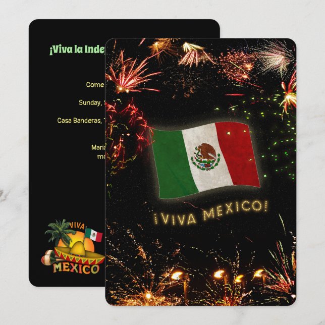 Einladung zum mexikanischen Unabhängigkeitstag (Vorne/Hinten)