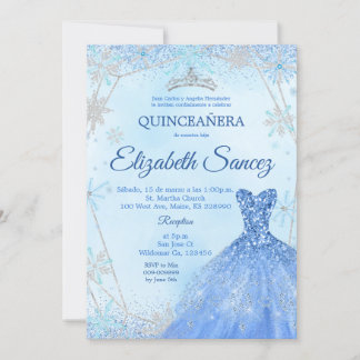 Einladung zum Navy Blue und Silver Winter Quincean