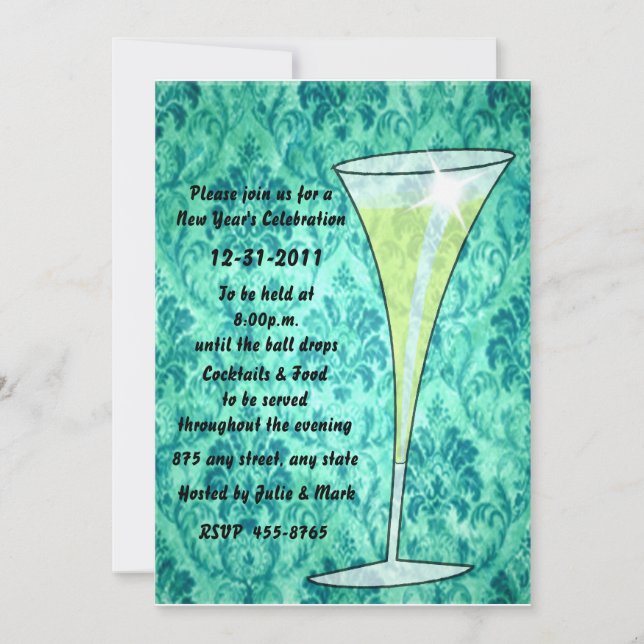 Einladung zum neuen Jahr Champagner (Vorderseite)