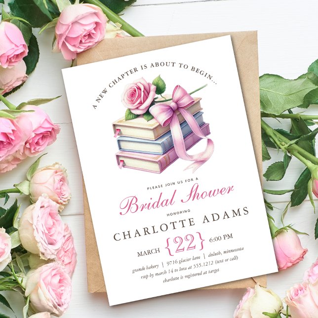 Einladung zum neuen Kapitel Brautdusche (Quaint New Chapter Bridal Shower Invitation)