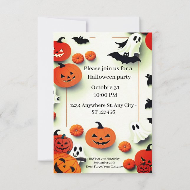 Einladung zum niedlichen Halloween-Party (Vorderseite)