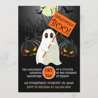 Einladung zum niedlichen Halloween-Party mit Geist