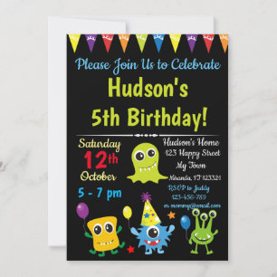 Einladung zum niedlichen Monster-Geburtstag