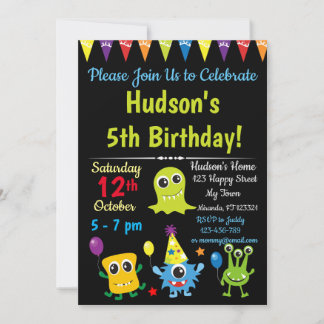 Einladung zum niedlichen Monster-Geburtstag