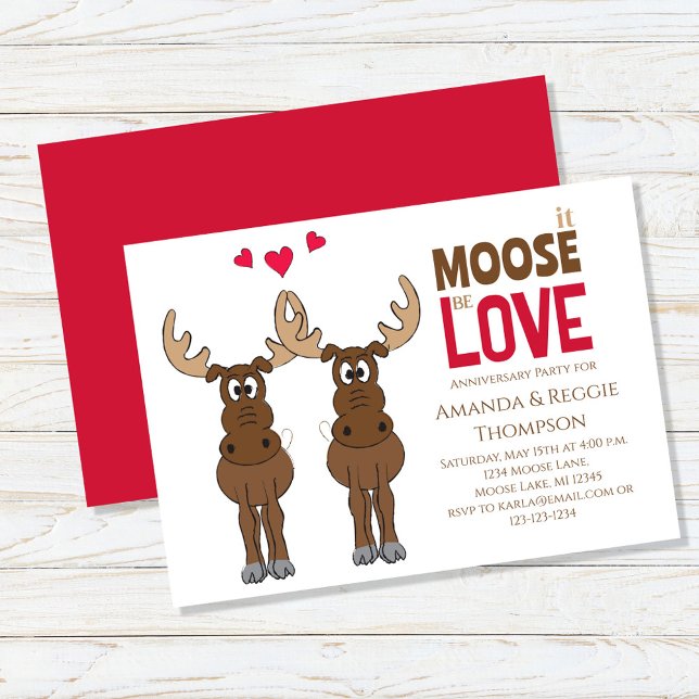 Einladung zum niedlichen Whimsical Moose-Jubiläum (Cute whimsical moose theme anniversary invitation.)