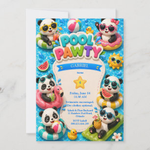 Einladung zum Panda-Poolparty-Geburtstag Süßer Som