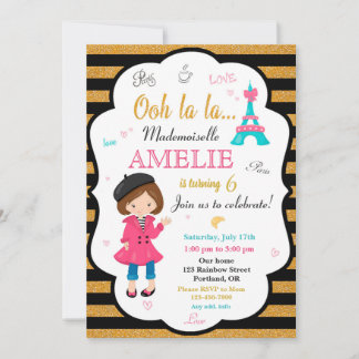 Einladung zum Pariser Geburtstag zum Girl Eiffel-T