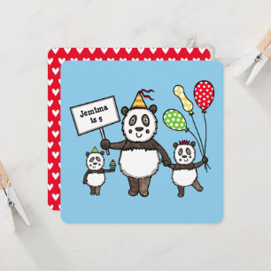 Einladung zum personalisierten Panda-Party-Kinderg