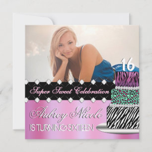Einladung zum Pink und Black Chic Cake Foto