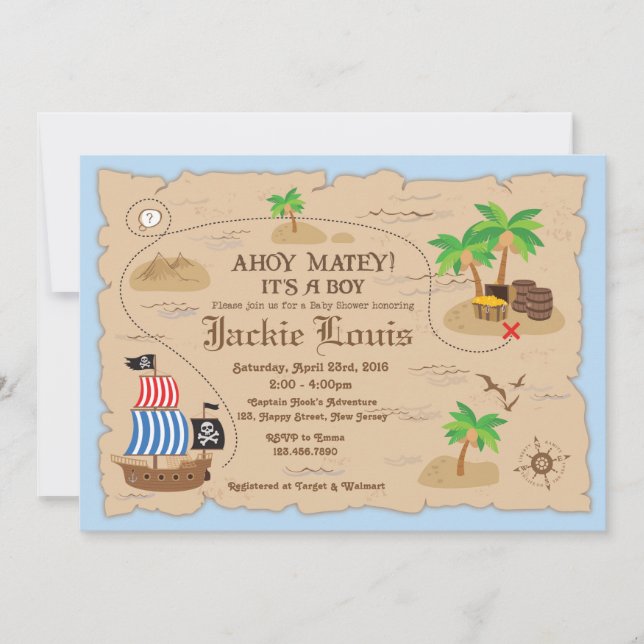 Einladung zum Pirate Baby Shower (Vorderseite)