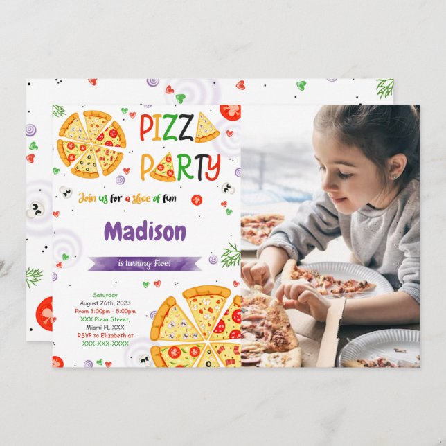 Einladung zum Pizza Foto (Vorne/Hinten)