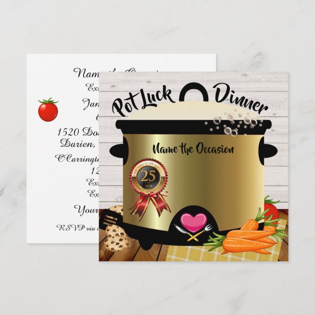 Einladung zum Pot Luck-Jubiläum Version 1 (Vorne/Hinten)