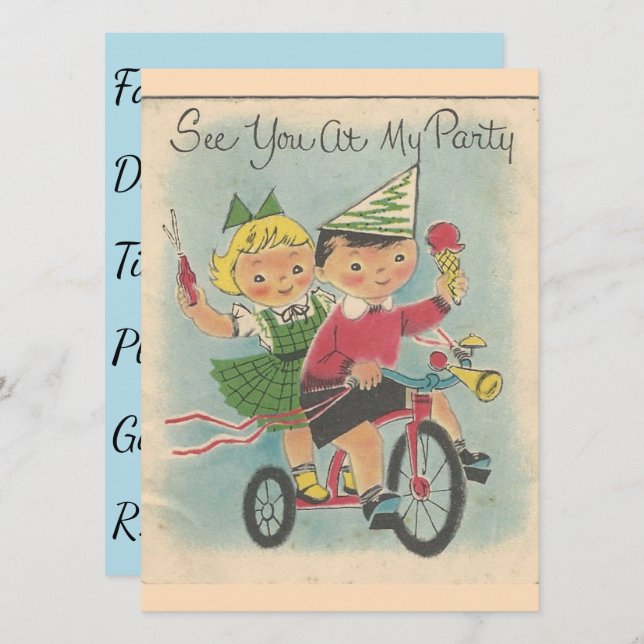 Einladung zum Radfahren zum Geburtstag (Vorne/Hinten)