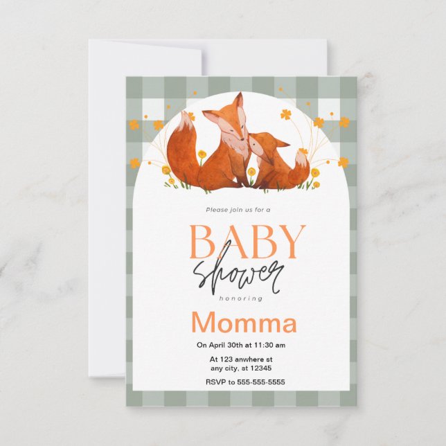 Einladung zum Red Fox Baby Shower (Vorderseite)