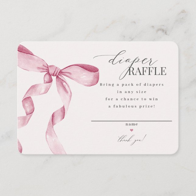 Einladung zum rosa Coquette Bow Diaper Raffel einf (Vorderseite)