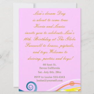 Einladung zum sechzehnten Geburtstag.