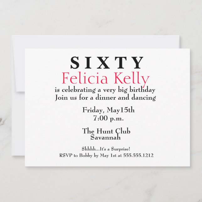 Einladung zum sechzigsten Geburtstag (Vorderseite)