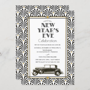 Einladung zum Silvesterabend Art Deco Gatsby