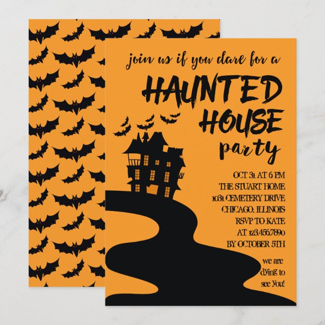 Einladung zum Spuk Halloween-Party (Vorne/Hinten)